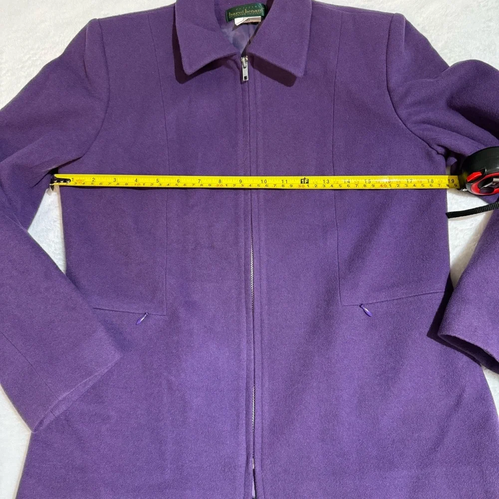Vintage Harvé Benard‎ Petite Purple Wool Cashmere Blend Zip Jacket Size 4P